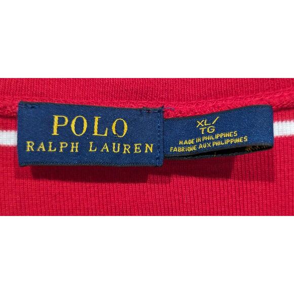 Polo Ralph Lauren Red and White Striped V Neck Knit Sweater sz XL - Picture 2 of 6